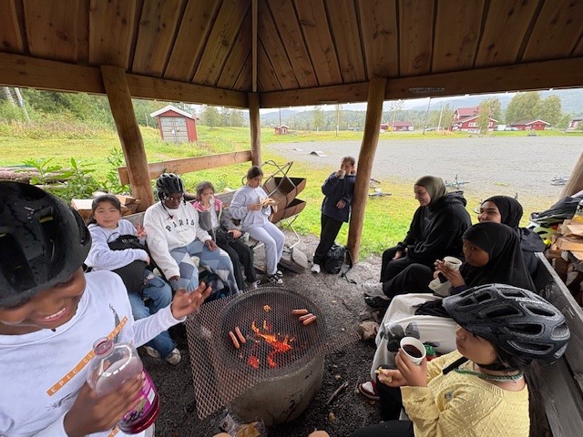 en gruppe mennesker som sitter rundt et bål